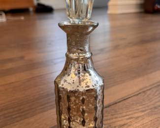 Mercury Glass Bottle with Crystal Stopper.