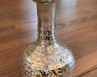 Mercury Glass Bottle with Crystal Stopper.