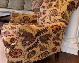 Floral Upholstered Club Chair. Measures 35" W x 36" D. Photo 2 of 3.