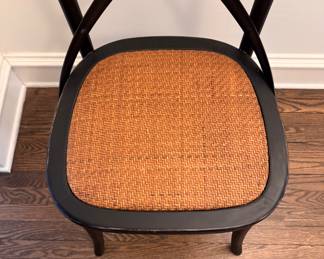 Set of 8 Arhaus Cadence Dining Chairs with Rattan Seats. Each Measures 17" W x 16" D x 18" H. Photo 3 of 5.