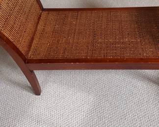 Rattan & Wood Bench. Measures 44" W x 18" D with 16" Seat Height. Photo 2 of 2.