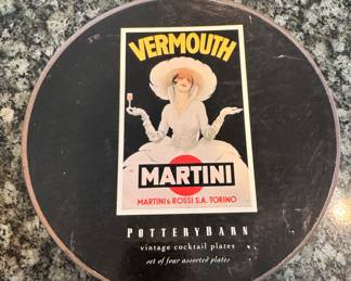 Pottery Barn Vermouth Martini Vintage Cocktail Plates. Photo 1 of 3.