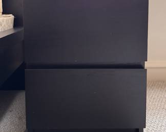 Ikea Ebonized Wood Malm 2-Drawer Nightstand.