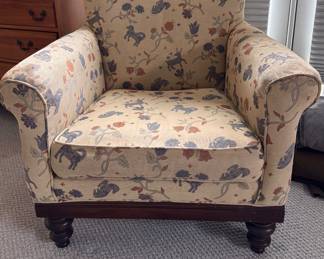 Floral Upholstered Club Chair. Measures 35" W x 35" D.