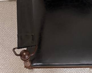 Vintage Campaign Black Matte Leather Upholstered Chair with Solid Copper Frame Chair & Brass Rings. Measures 27" W x 24" D with 17" Seat Height. Photo 3 of 4.