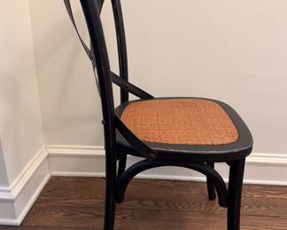 Set of 8 Arhaus Cadence Dining Chairs with Rattan Seats. Each Measures 17" W x 16" D x 18" H. Photo 4 of 5.