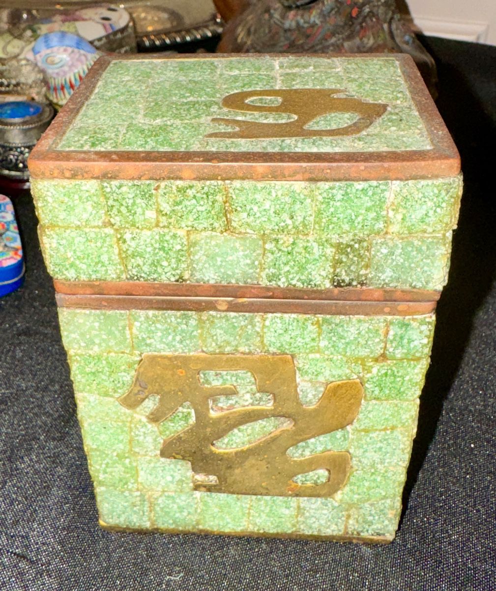 Salvador Teran MCM Glass and Brass Mosaic Box