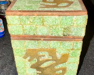 Salvador Teran MCM Glass and Brass Mosaic Box