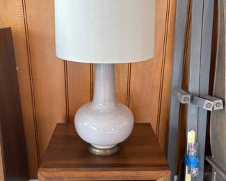 1 0f 2 Decorative Lamps and Pair of Mid-Century Nightstands