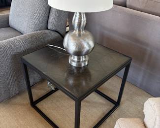 ARHAUS Lamp (1 of 2) & Black Metal Square Table