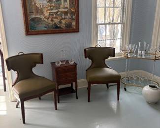 2 0f 4 HENREDON Chairs & Antique 3 Drawer Petite Accent  Chest