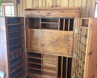 Interior of Antique Wooten Case Desk Cabinet