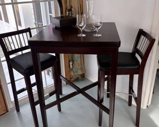 Bistro Table w/2 Chairs, SCHOTT ZWIESEL Decanter & Wine Glasses