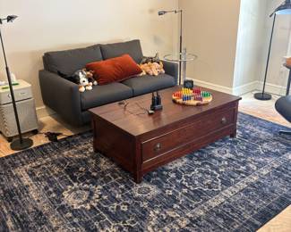 Coffee Table, Area Rug & Loveseat