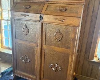 European Antique Wooten Case Desk Cabinet