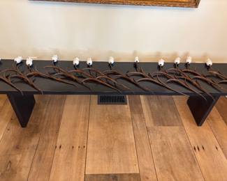 Bench & 12 Decorative Ceramic Tulip Garden Markers