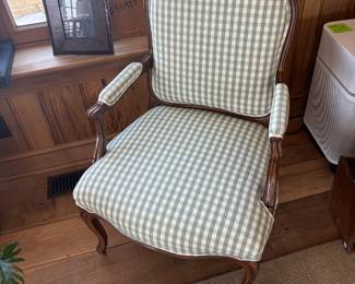 Sage Green Check Chair w/Cabriole Legs