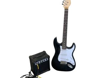 Electric Black Strat Guitar & Amp G-10 Beginner