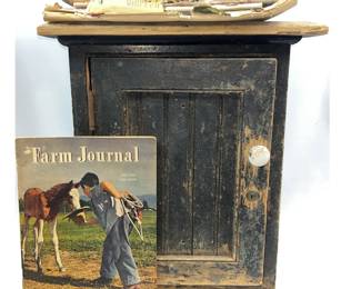 18" Primitive Rustic Cabinet Wall Counter Top + Country Gentlemen Magazines