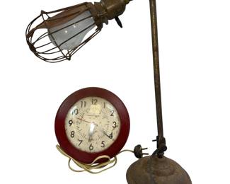 MCM Harmony House Kitchen Wall Clock Red + Industrial Desk Lamp Work Light