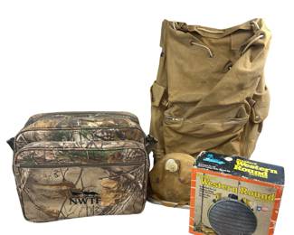 Vintage Boy Scouts Backpack Canteen + NWTF RealTree Tote Western Round