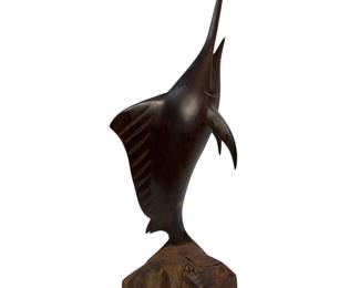 Carved Marlin Figure Fish Desert Ironwood