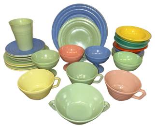 1940s MCM Art Deco Hazel Atlas Moderntone Platonite Dishes Mixed
