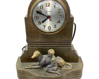 Sessions Electric Mantel Clock Boy with Dog Cracked Cord