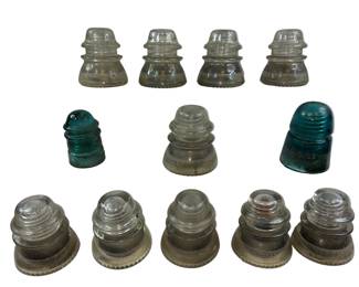 Vintage Glass Telephone Insulators Hemingray Clear Blue