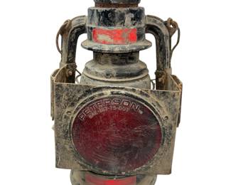 Vintage Kerosene Railroad Lantern Peterson Glass Globe Red Lens