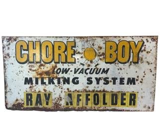 Chore Boy Milking System Steel Sign Rusty Patina
