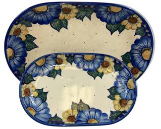 Unikat Polish Pottery Oblong Platters Crazing Boleslawiec Poland