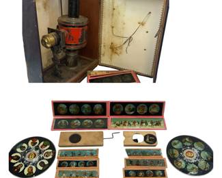 Antique 1800s Magic Lantern Glass Slides Kerosene Projector Germany