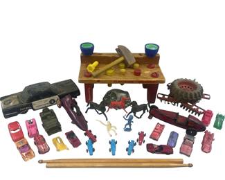 Vintage Toys 1960 Ford Police Tin Litho Japan Car Hi C SSP Post Cereal Premiums Blocks +