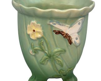 Vintage 5" Weller Pottery Tri-Foot Vase Planter Butterfly 