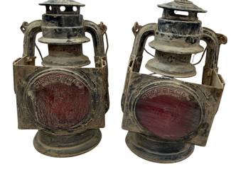 Vintage Kerosene Railroad Lantern Peterson Red Lens