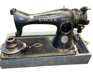 Antique Black Singer Sewing Machine Ornate Design in Case May Not Be Complete