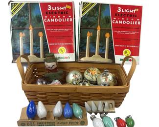 Vintage Beacon Candoliers 3 Candles Glass Ornaments Bulbs