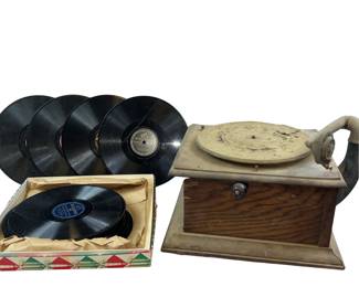 Shellac 78 RPM Records & Columbia Graphophone Player