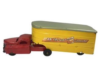Vintage Buddy L Van Freight Carriers Pressed Steel Truck Trailer Toy