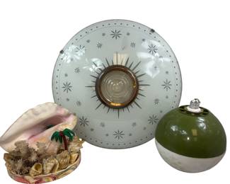 Lamps Lights Vintage 1970s Screw In Shade Atomic Ceiling & Souvenir Shell Lamp