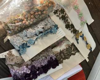 boxes of vintage trims
