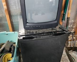 Apartment fridge and retro TV