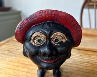 English 1930 Cast Iron “Save And Smile Money Box” ~ $150.00