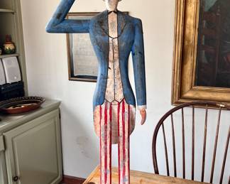 Who knew?? Curtis Jere!!
Americana folk Art carved Uncle Sam
34”h