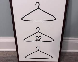 Framed minimalist art print, clothes hanger design, dark frame