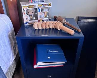 Navy blue 2-drawer nightstand with shelf