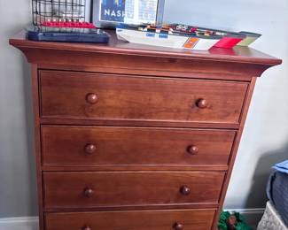 Solid cherry 5-drawer tall chest dresser