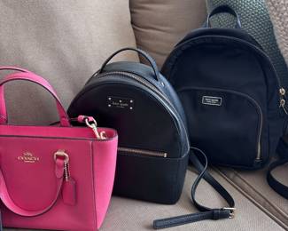 Coach pink satchel and black mini backpack purse