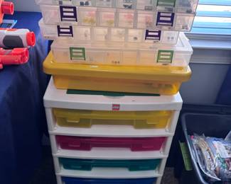Multi-drawer rolling organizer cart with craft and art supplies